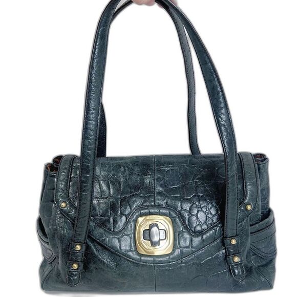 b. makowsky Handbags - B. Makowsky Black Leather Crocodile Embossed Shoulder Bag Purse